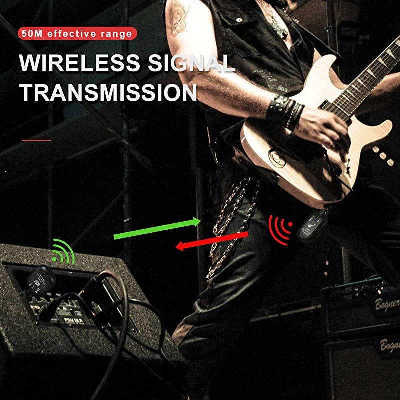 24GHZ Wireless Guitar System Builtin Rechargeable Lithium Battery Digital Transmitter Receiver for Electric Guitar Bass