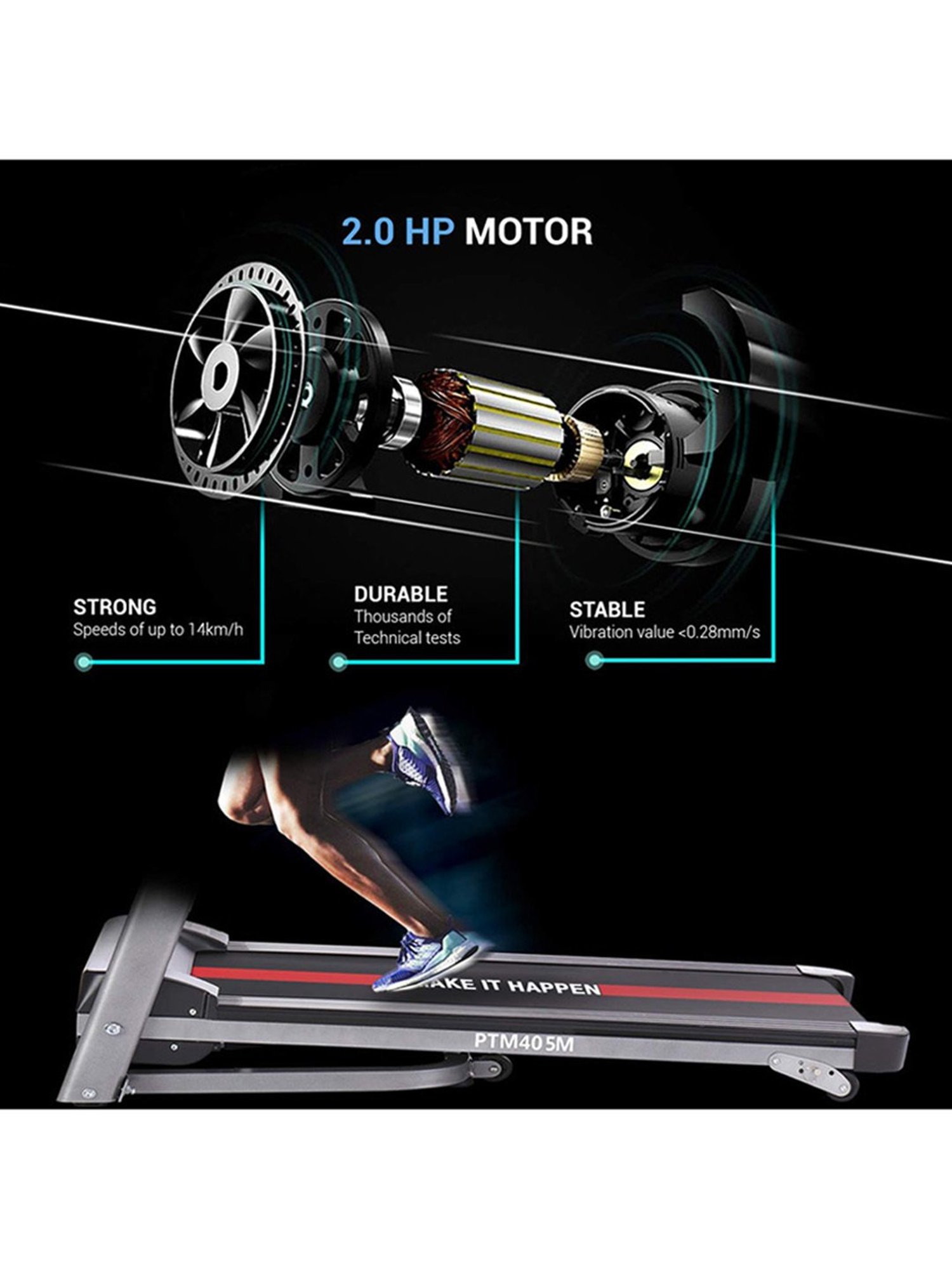 MAXPRO 2HP Foldable Treadmill (Black)