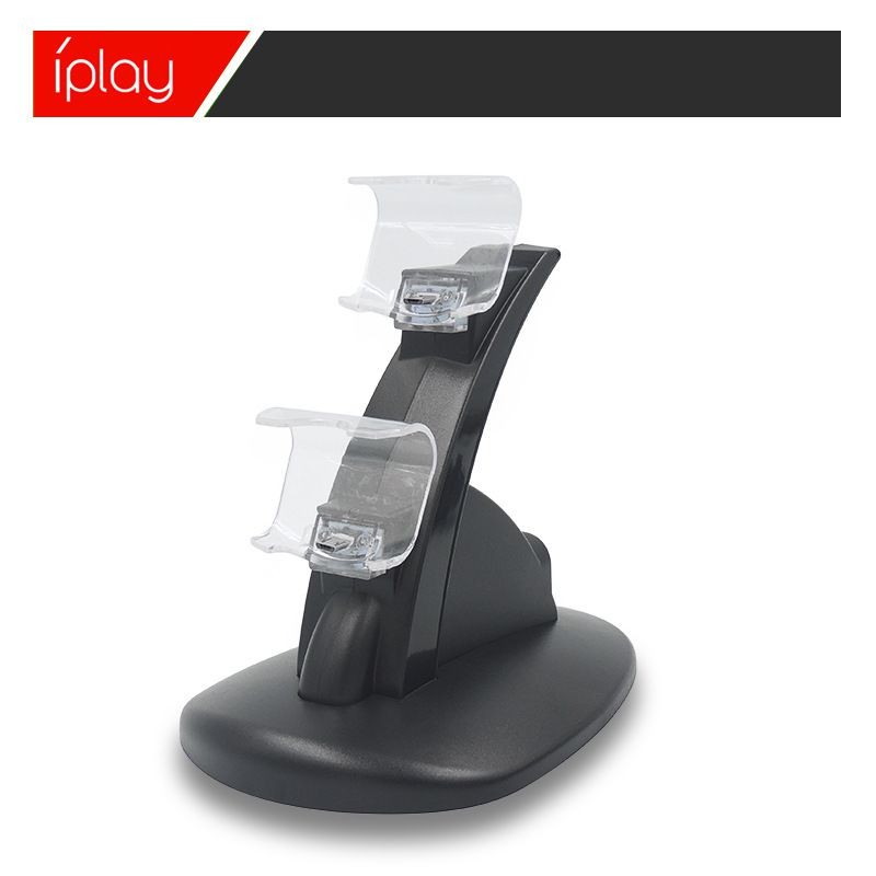 Iplay Portable Game Console Charger Bracket Gamepad Dual Charger with LED Handle Charging Dock Station for PS4 Game Accesories