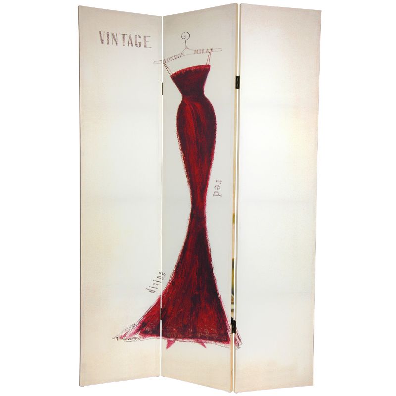6' Tall Double Sided Vintage Weekend Canvas Room Divider Paris - Oriental Furniture