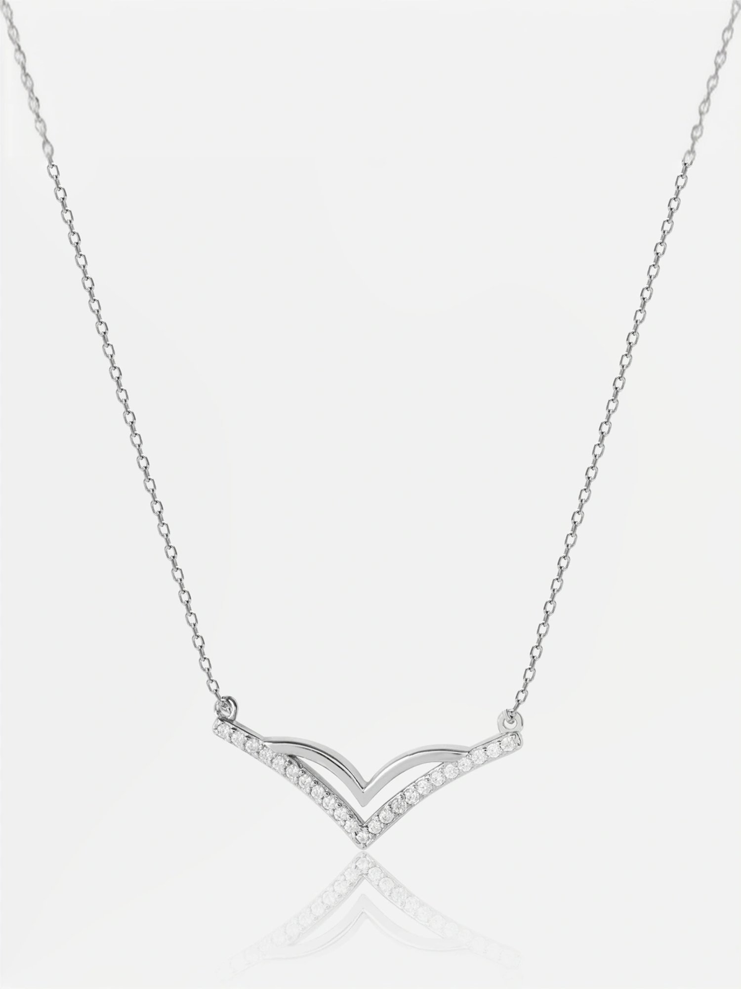 Touch925 Sterling Silver Sleek Neckline Chain Necklace for Women & Girls