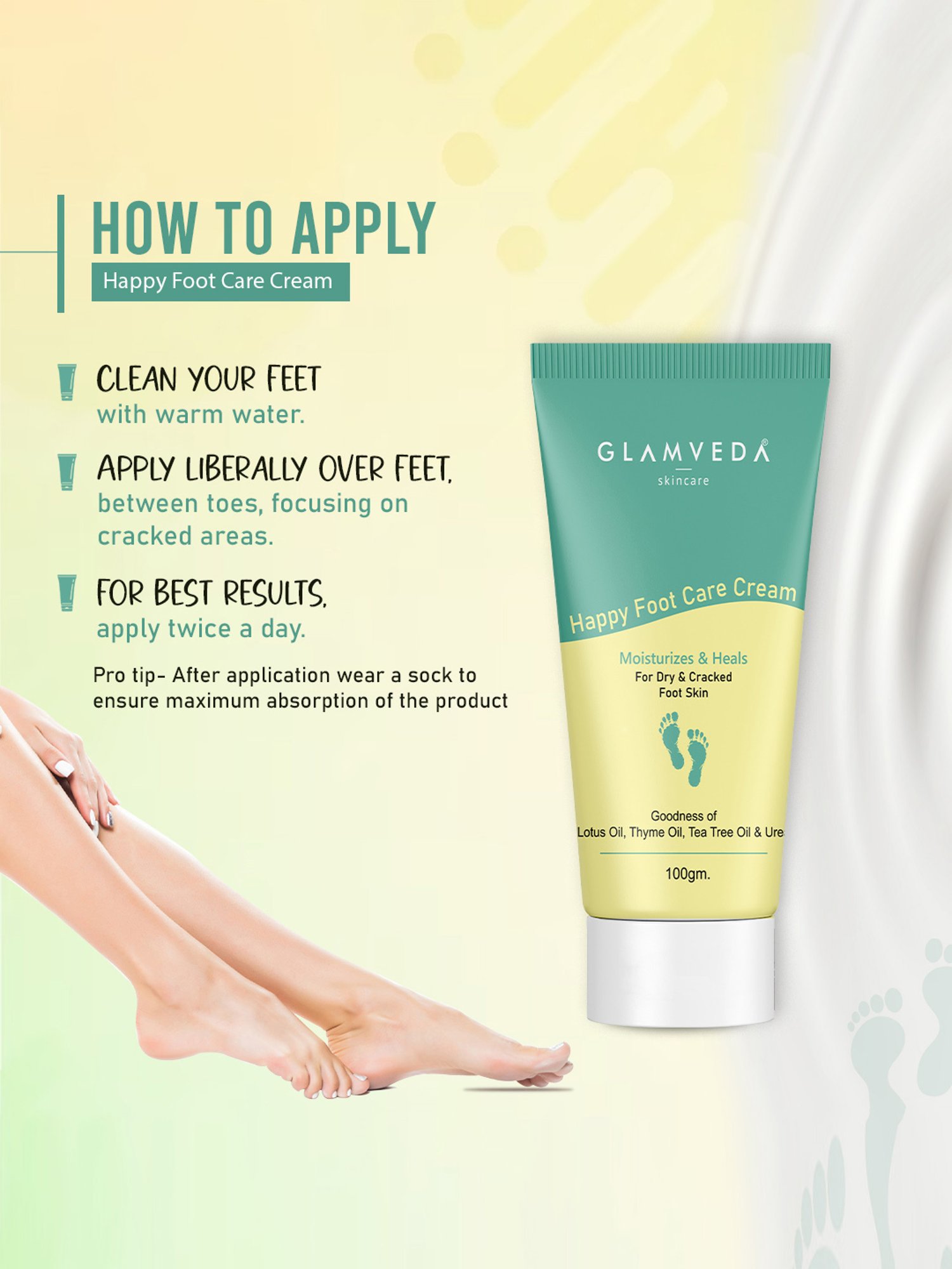Glamveda Happy Foot Care Cream for Cracked Heels - Pack of 3