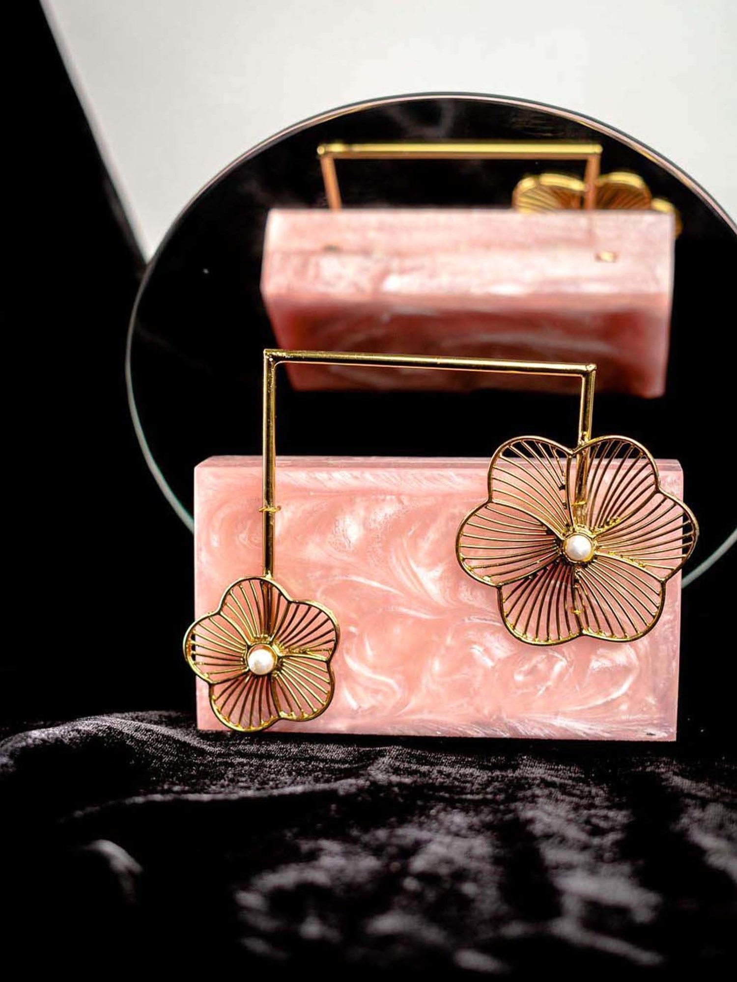 NR by Nidhi Rathi Pink Textured Clutch