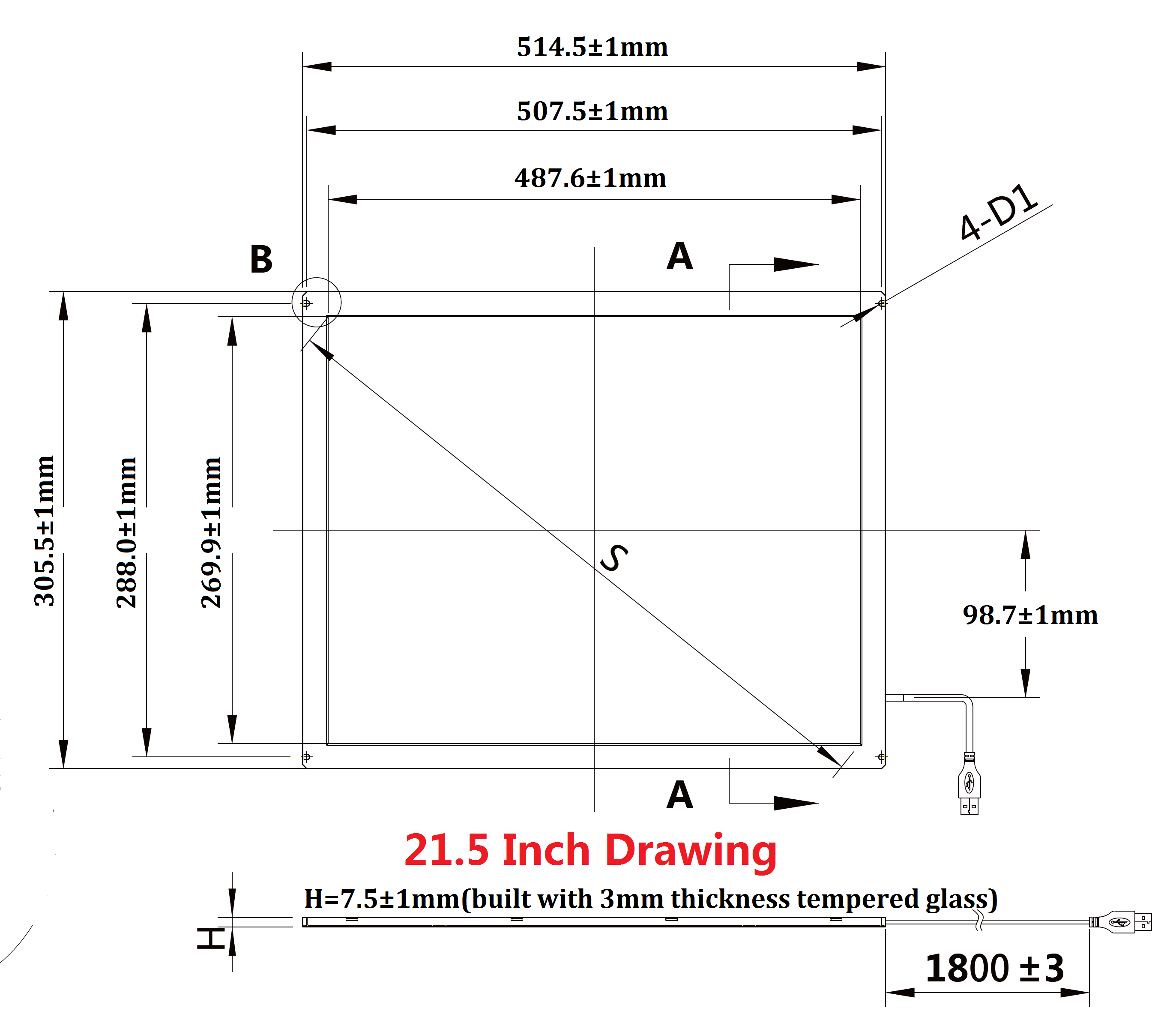 21.5 Inch Multi Points IR Touch Screen Infrared Touch Panels Overlay USB Free Driver HID Compatible