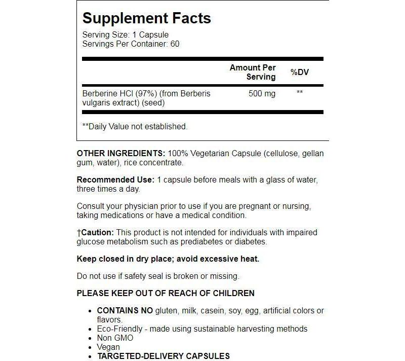 Enzymedica Herbal Supplements Berberine 500 mg Capsule 60ct.