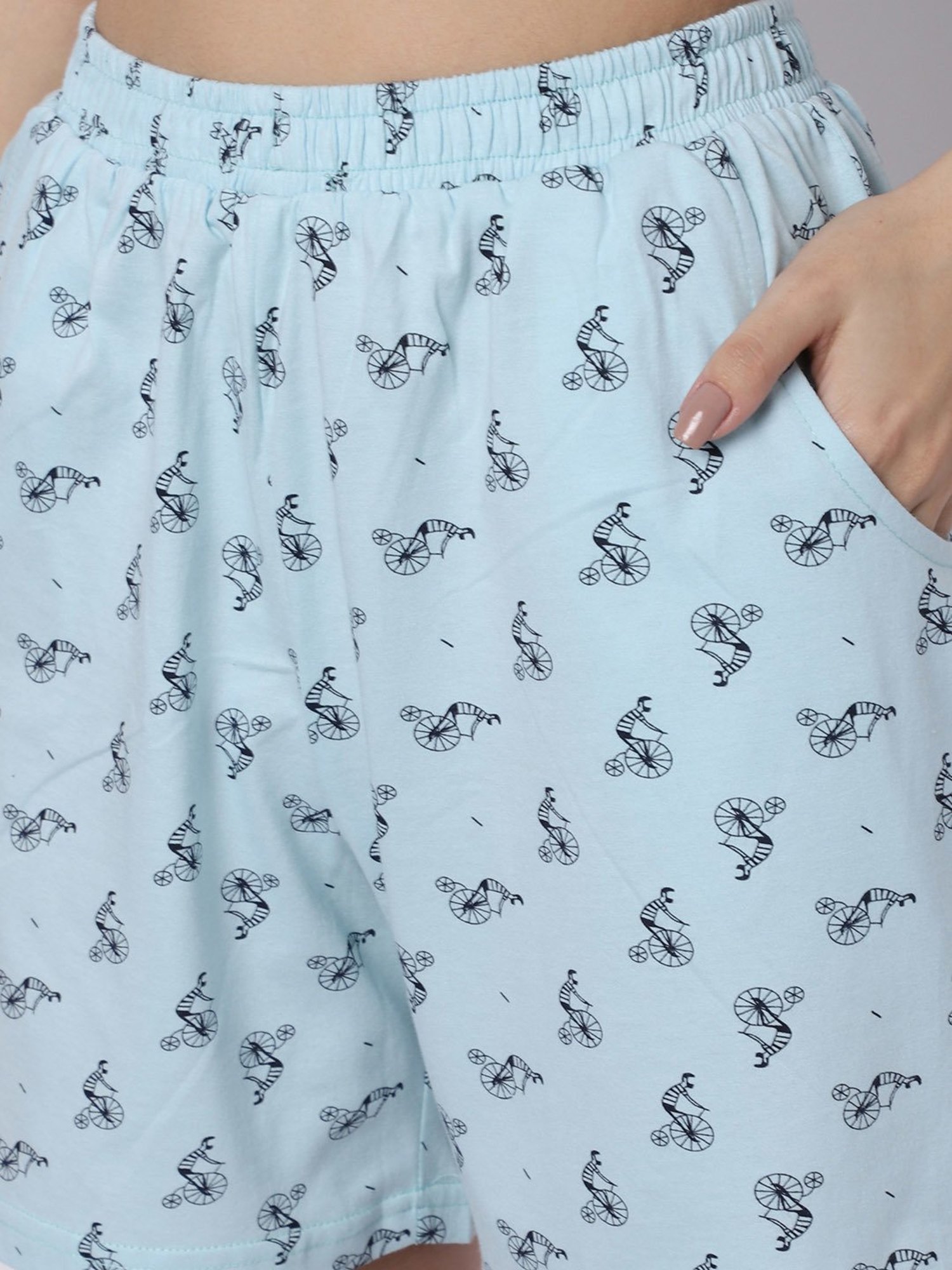 Boston Club Light Blue Printed Shirt With Shorts