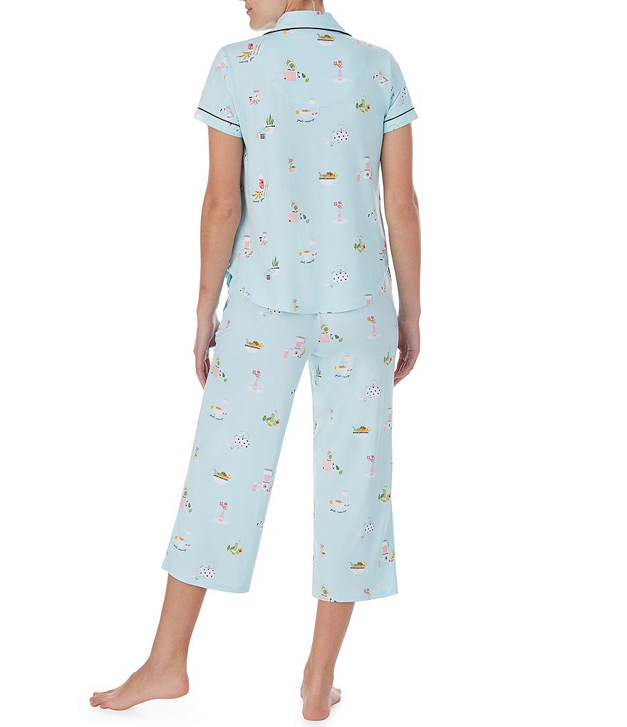 kate spade new york Breakfast in Bed Print Knit Cropped Coordinating Pajama Set