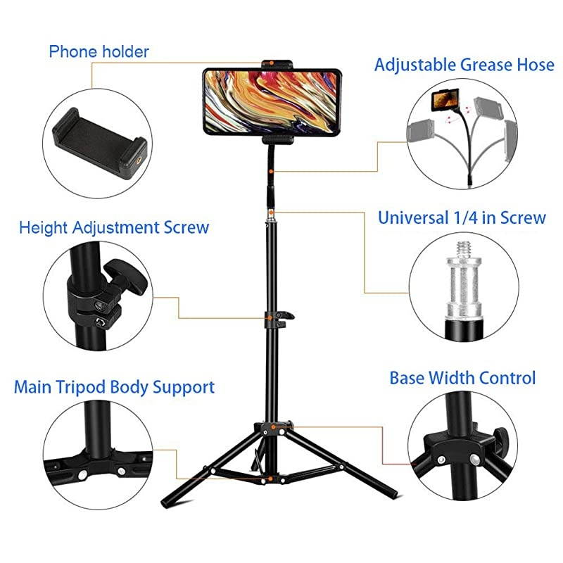 Cell Phone Tripod  19quot Height Adjustable Selfie Stick Tripod Sturdy and Lightweight Smartphone Stand for StreamingVloggingYouTubeVideo ShootingPhotographyCompatible with Phone and Camera