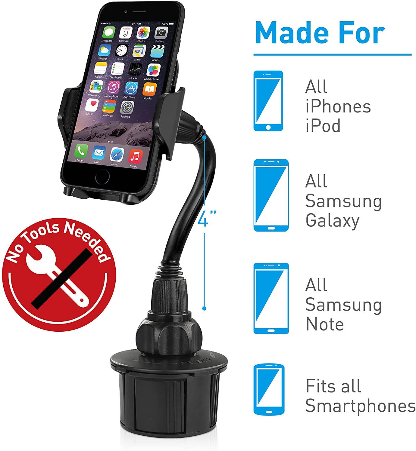 Macally(R) MCUPXL Extra-Long Adjustable Cup-Holder Mount