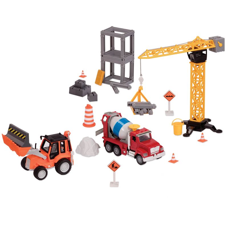 DRIVEN – Construction Playset with Toy Trucks and Crane (66pc) – Micro Series