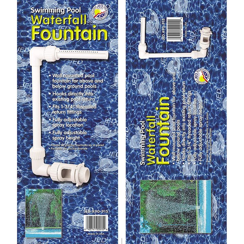 JED Pool Tools 90-915 Outdoor Backyard Adjustable Height and Spray Location Above and In Ground Swimming Pool Spray Waterfall Fountain, White
