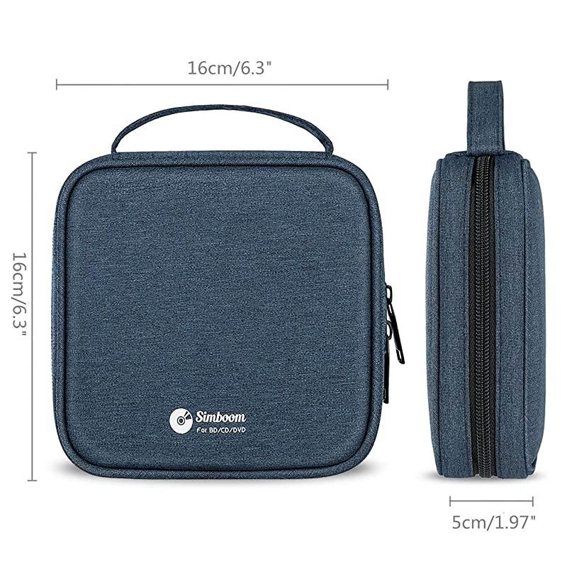 CDDVD Storage Case Travel Bag Portable 32 Disc Wallet Binder Waterproof for Car Home Office Blue