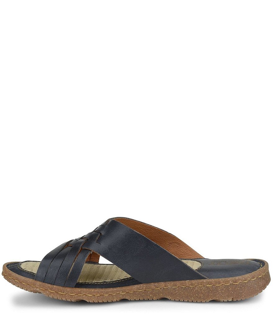 Born Basia Woven Leather Slide Sandals