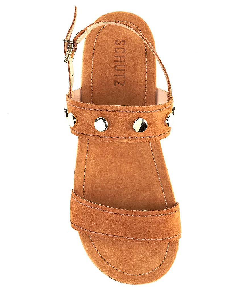 Schutz Rafah Suede Studded Detail Flatform Sandals