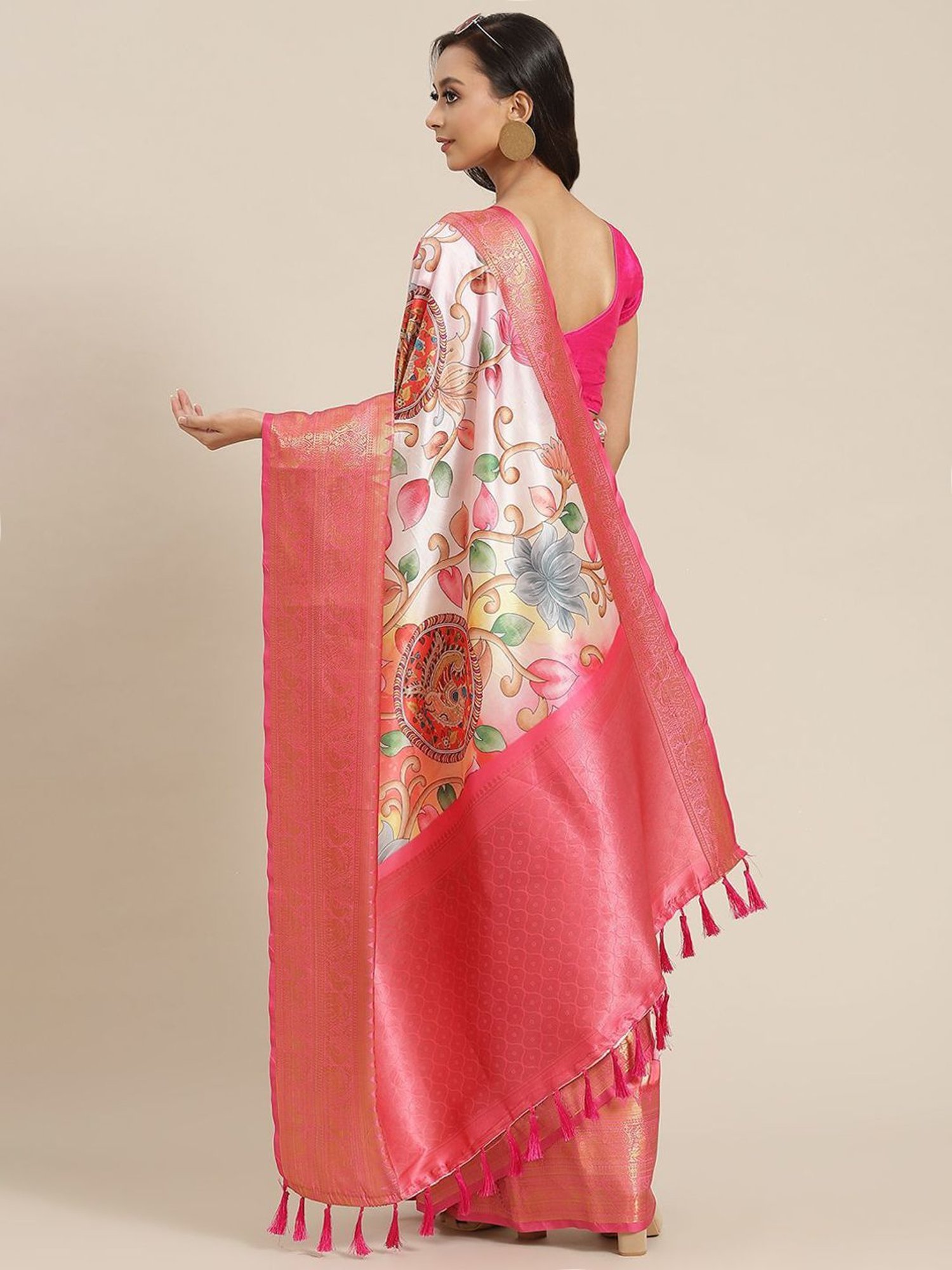 Silk Land Silk Multicolored Woven Saree With Unstitched Blouse