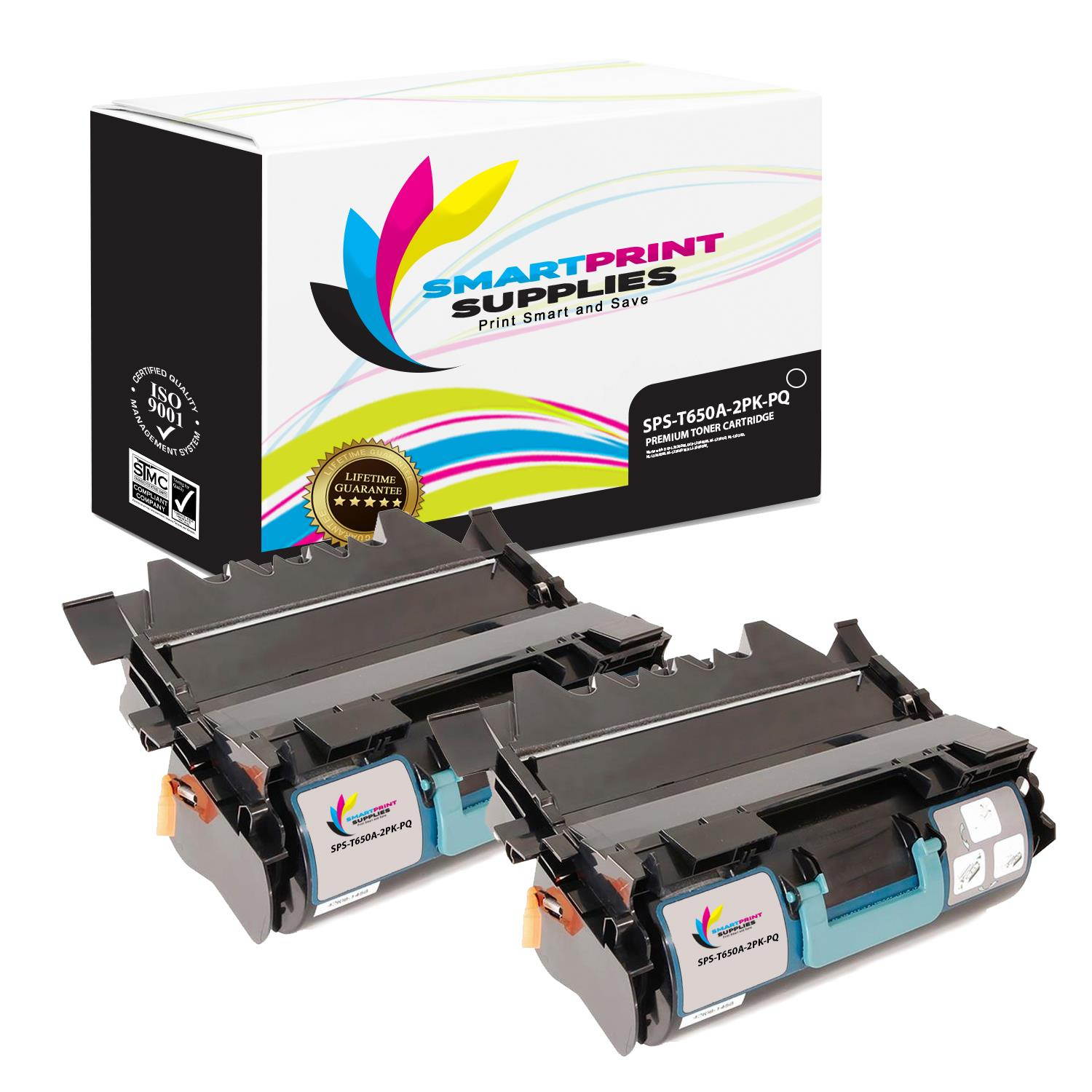 Smart Print Supplies Compatible T650A11A Black Toner Cartridge Replacement for Lexmark T650 T652 T654 T656 Printers (7,000 Pages) - 2 Pack