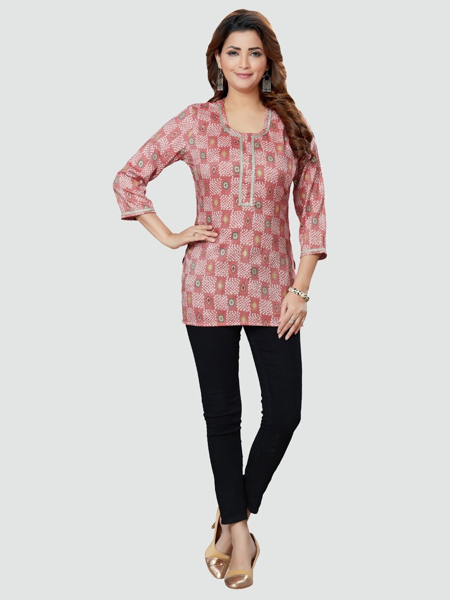 Saree Swarg Pink Printed Tunic