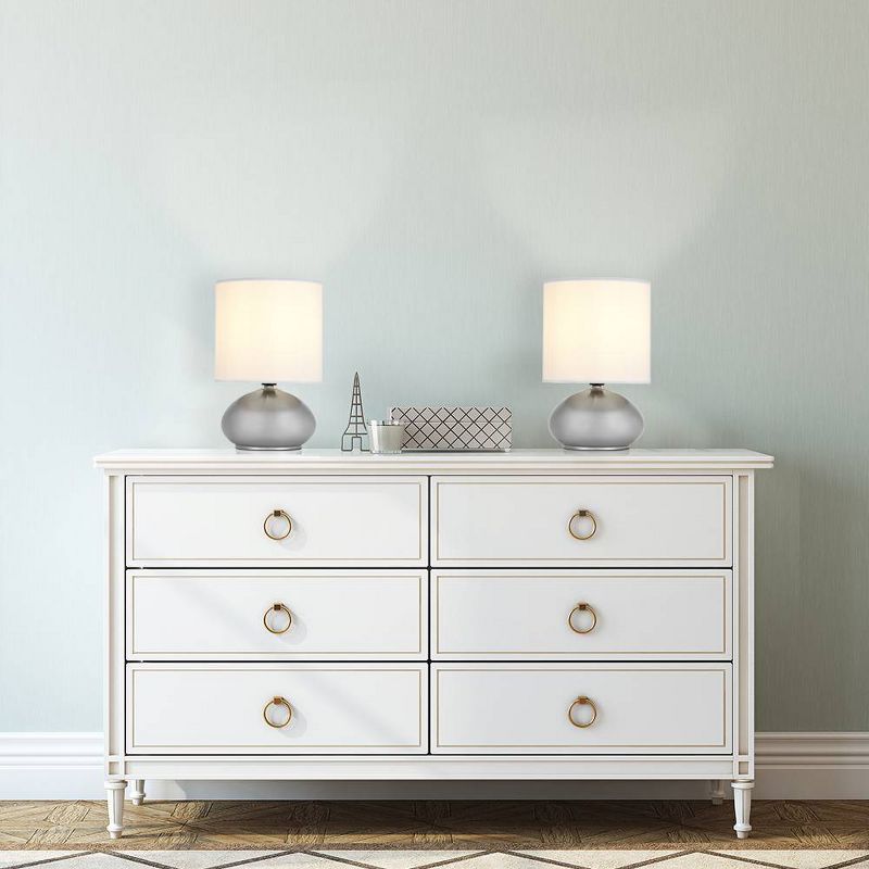 9.25" 2pk Small Matching Touch Table Lamp Set Silver - Cresswell Lighting