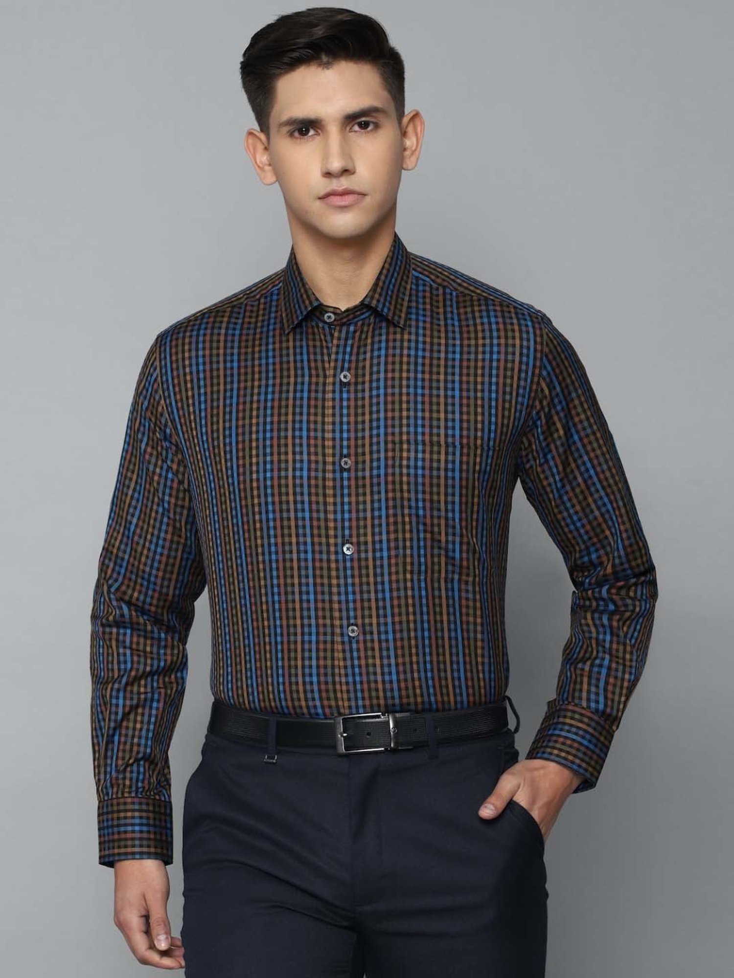 Luxure By Louis Philippe Multi Cotton Regular Fit Checks Shirt