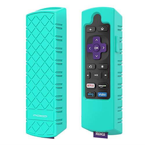 moko protective case replacement for roku express/streaming stick remote, nonslip silicone cover fit roku express3900/express+3910, streaming stick3800/stick+3810 remote control  mint green