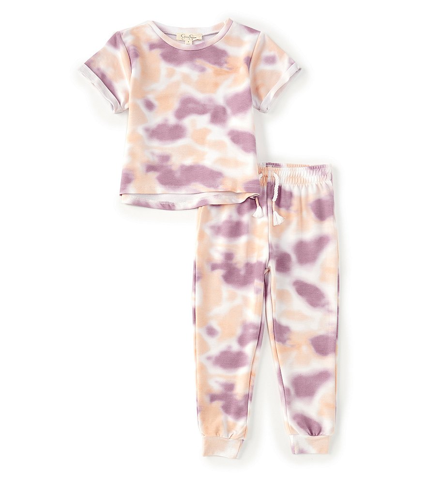 Jessica Simpson Little Girls 2T-6X Short-Sleeve Tie-Dye Knit Tee & Jogger Pants Set