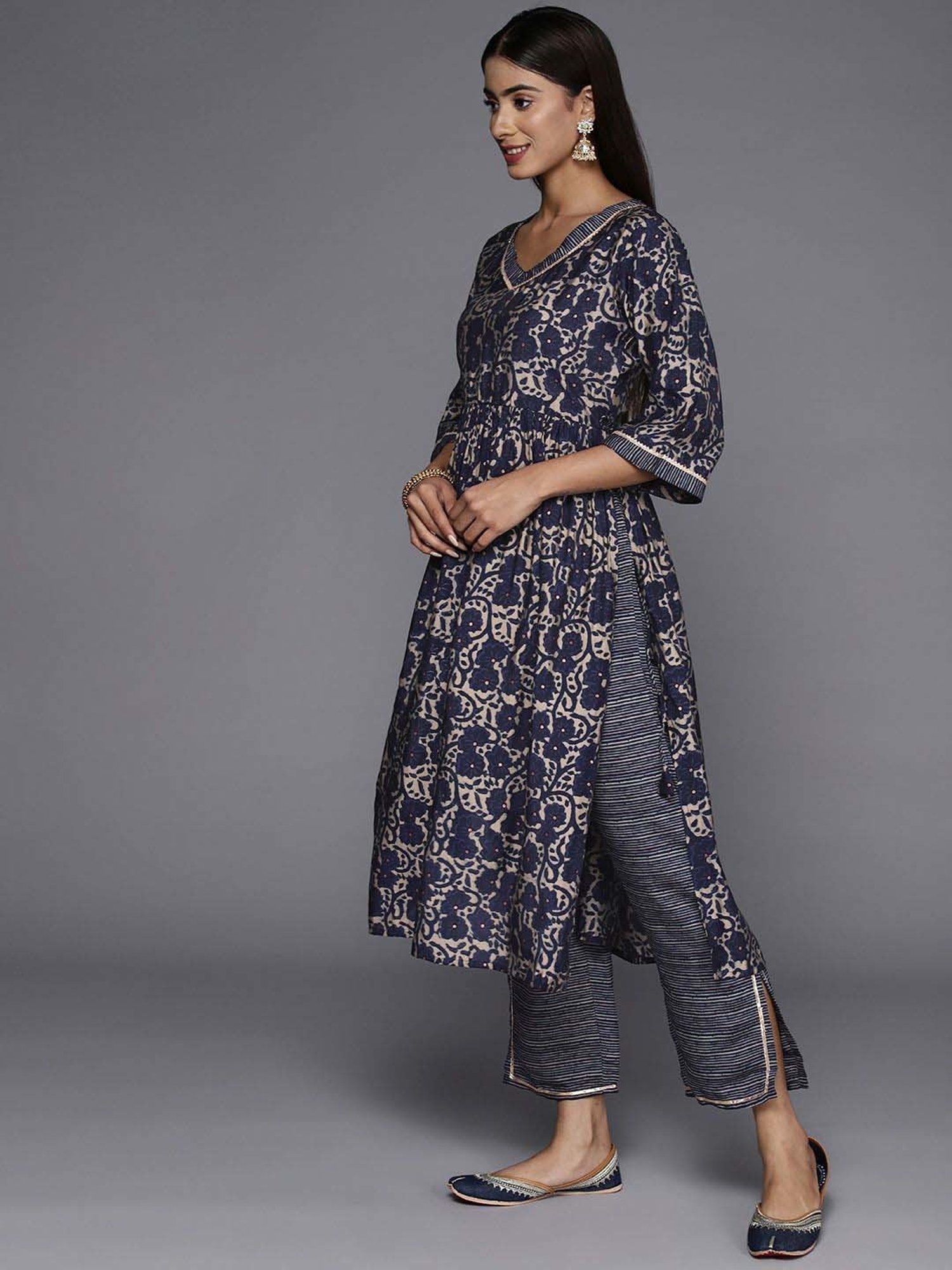 URBAN MYSTIC Black Rayon Embroidered Kurta & Sharara Set
