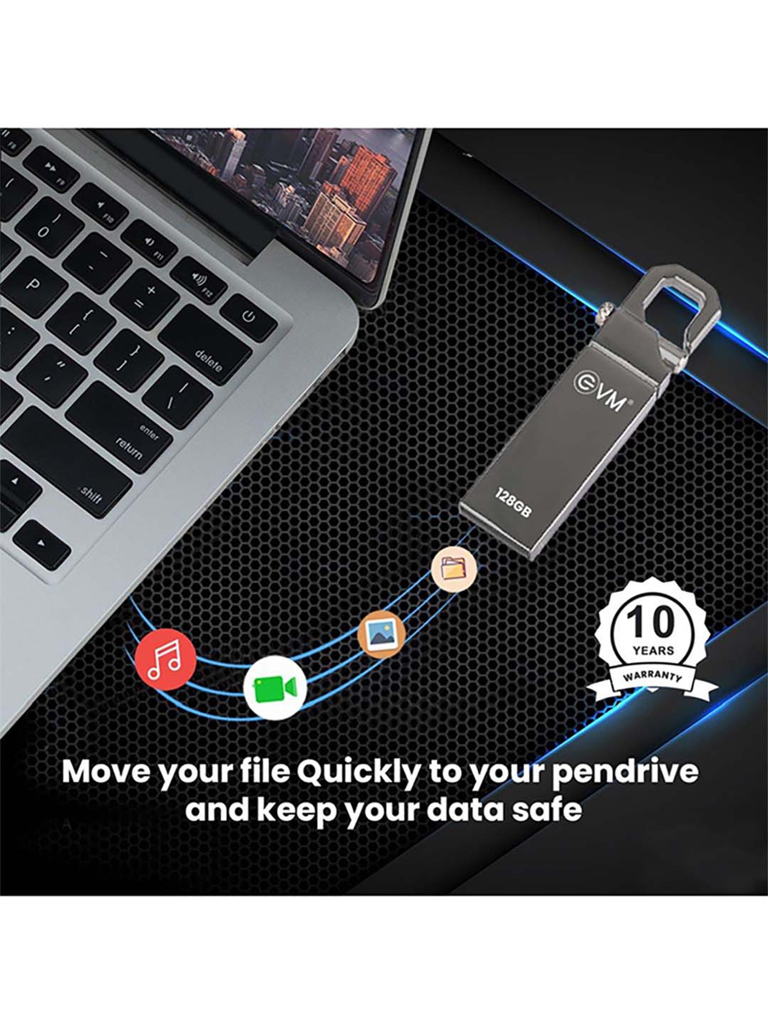 EVM EVMPD 128GB USB 2.0 Pendrive (Metallic Black)