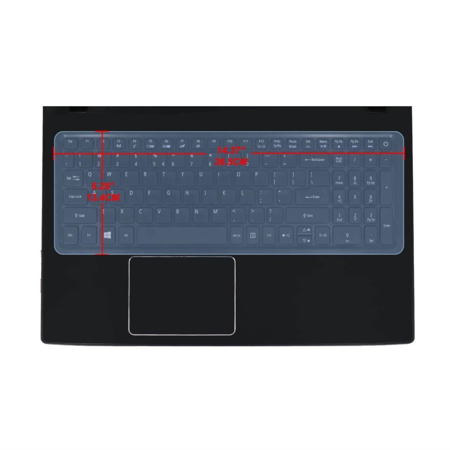 Universal Keyboard Cover for 15.6"-17.3" Laptop Notebook with Numeric Keypad Keyboard (Width 14.4" x Height 5.3"), Ultra Thin Silicone Waterproof Keyboard Protector Skin -Blue
