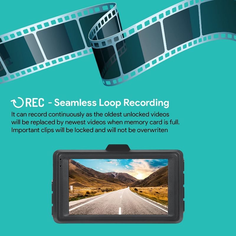 Dartwood Dash Cam with FHD 1080P, 3" LCD, 120^0 Wide Angle, WDR, Night Vision