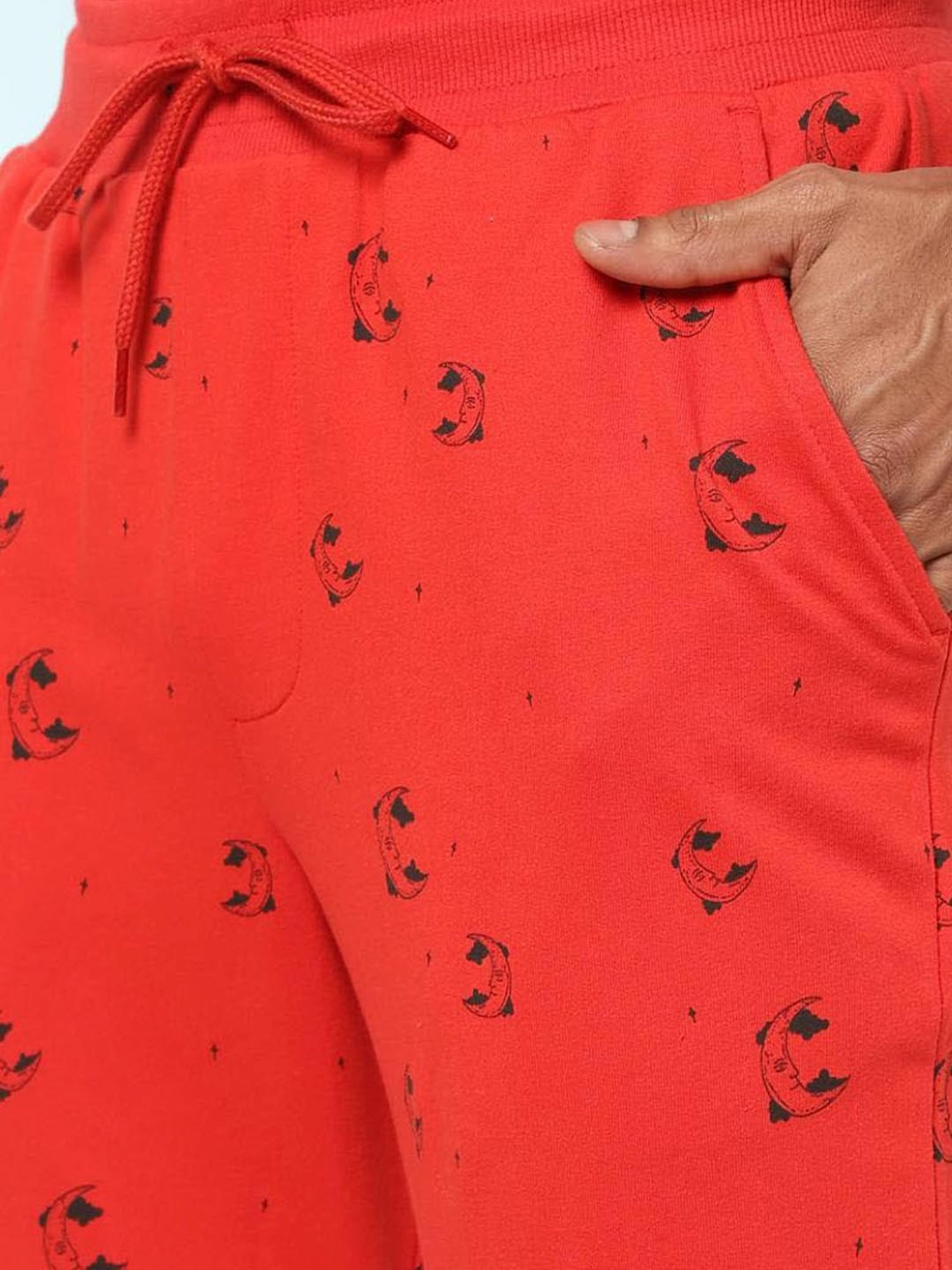 Ajile by Pantaloons Red Cotton Slim Fit Printed Nightwear Joggers