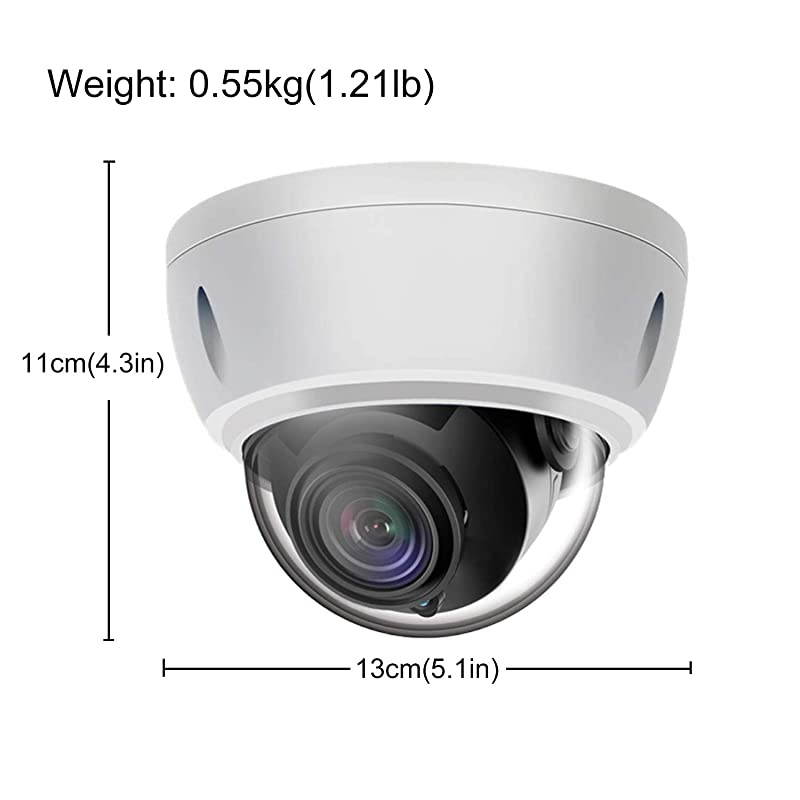 5MP PTZ PoE IP Dome Camera 5X Optical Zoom Security Camera with Audio 2.7-13.5mm Motorized Lens Outdoor Waterproof Video Surveillance Camera Dome Night Vision with Wall Mount Bracket