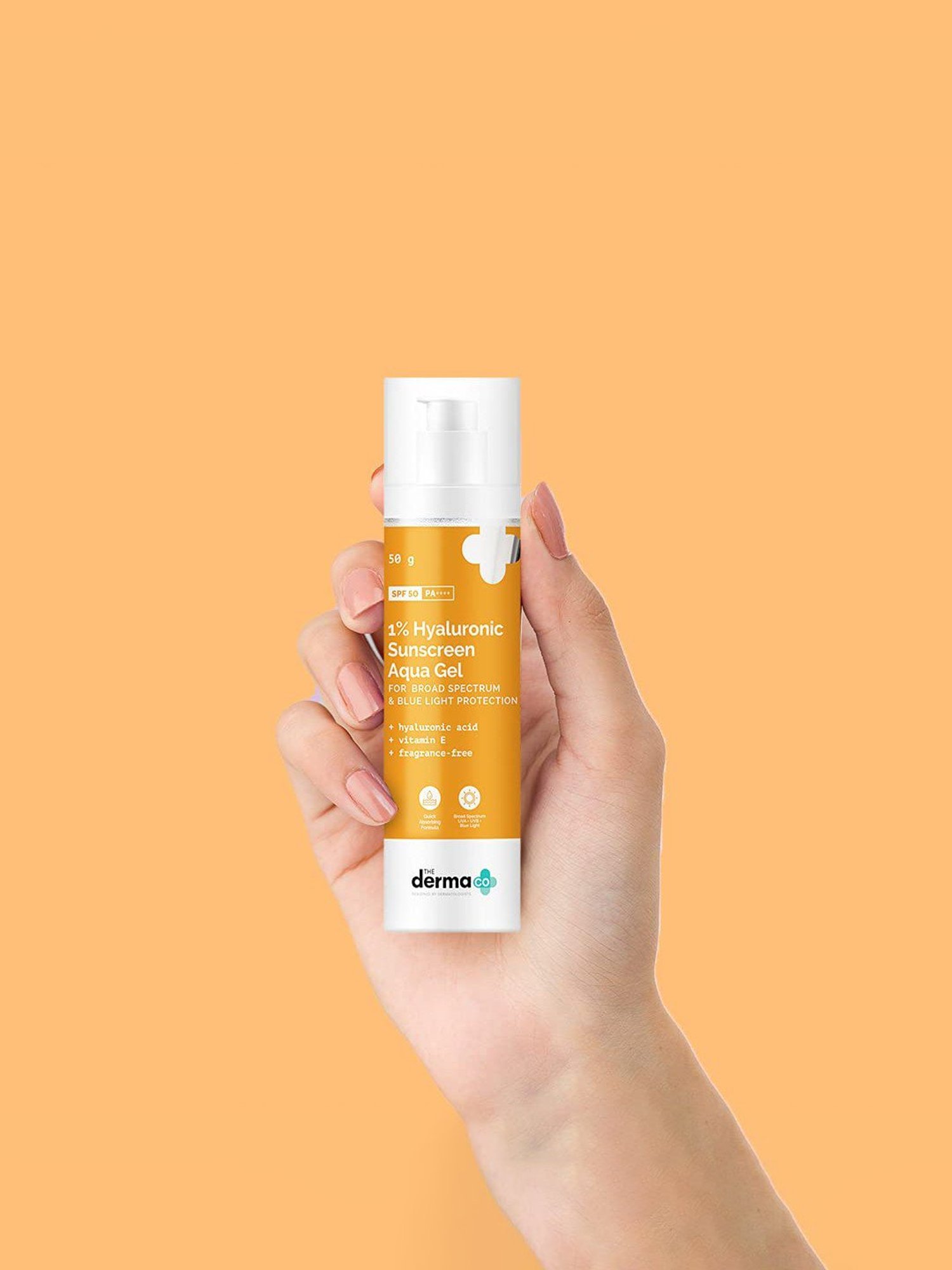 The Derma Co 1% Hyaluronic Sunscreen Aqua Gel with SPF 50 PA++++ - 50 gm