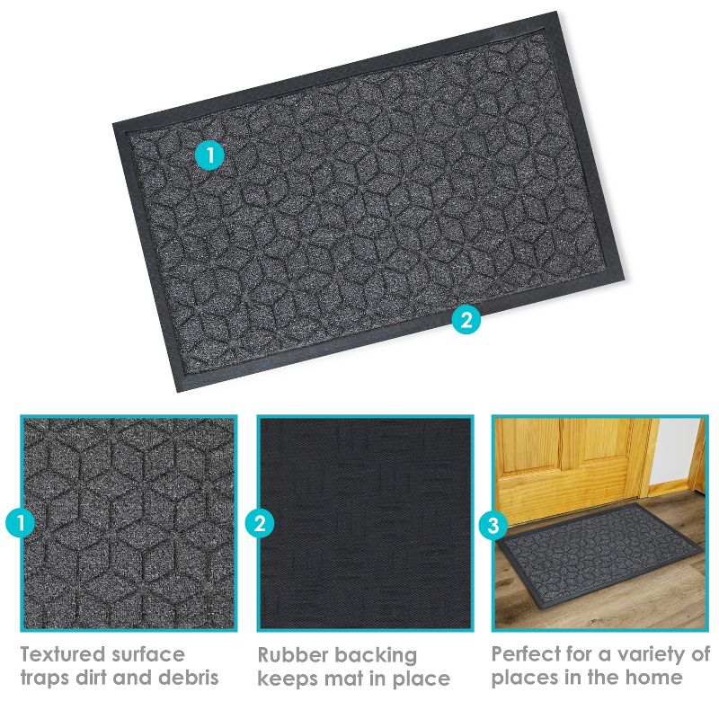 1'6"x2'6" Rectangle Outdoor Pressed or Molded Geometric Accent Rug Gray - Sunnydaze Decor