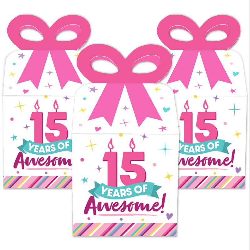 Big Dot of Happiness Adult 50th Birthday - Gold - Square Favor Gift Boxes - Birthday Party Bow Boxes - Set of 12