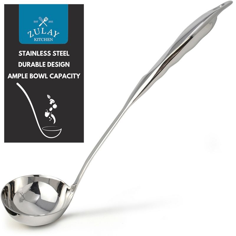 Zulay Kitchen Premium 12-Inch Stainless Steel Ladle with Comfortable Grip