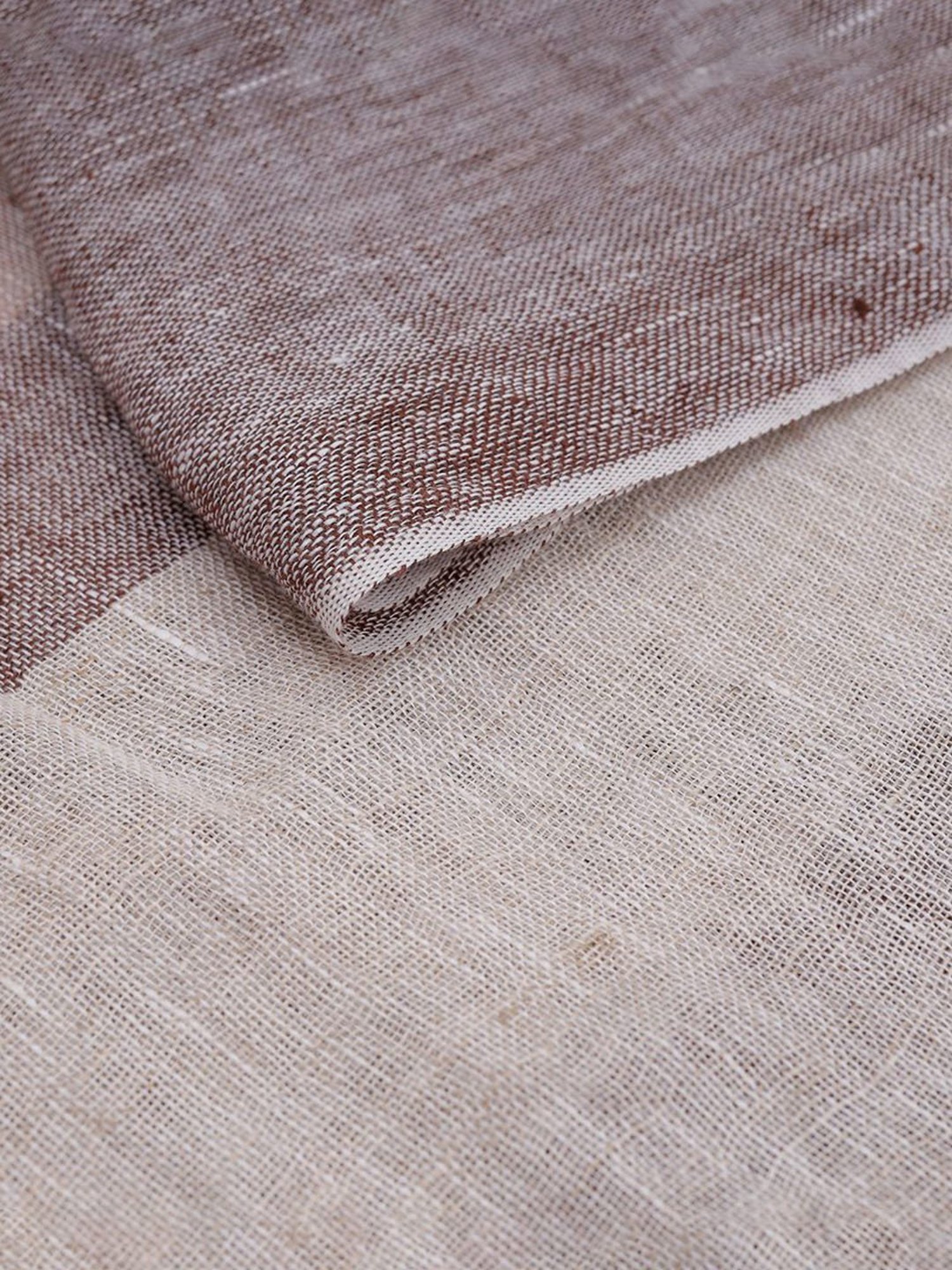 Linen Club Beige Striped Pure Linen Stole