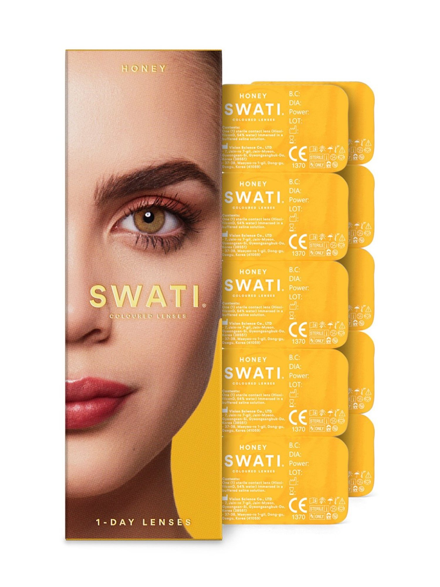 Swati Cosmetics Coloured Contact Lenses - Honey (1 Day, Power -2.25)