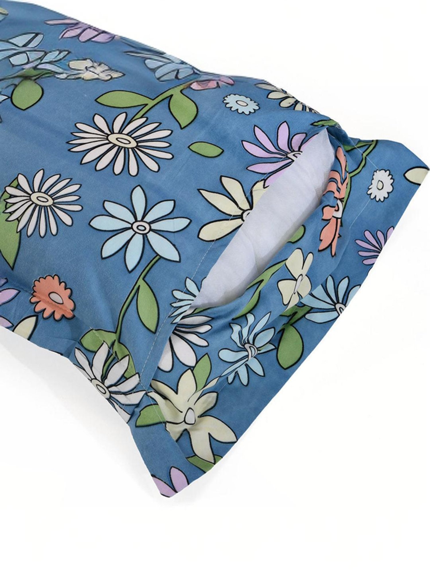 @Home Aurora Blue 130 GSM Polyester Double Bedsheet with 2 Pillow Covers