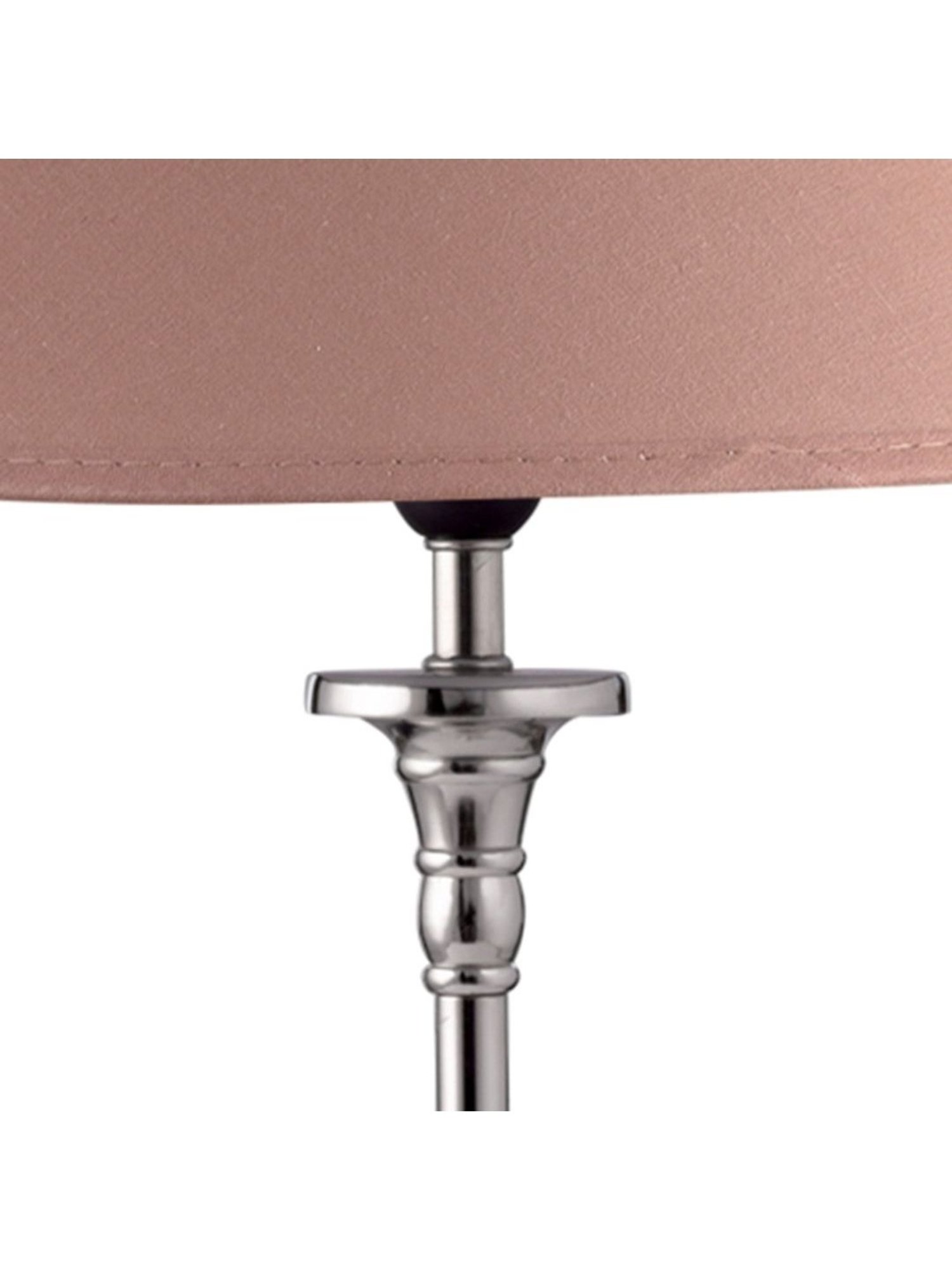 Kapoor Lamp Shades Chrome & Pink Metal Evelyn Chrome Cotton Shade Table Lamp