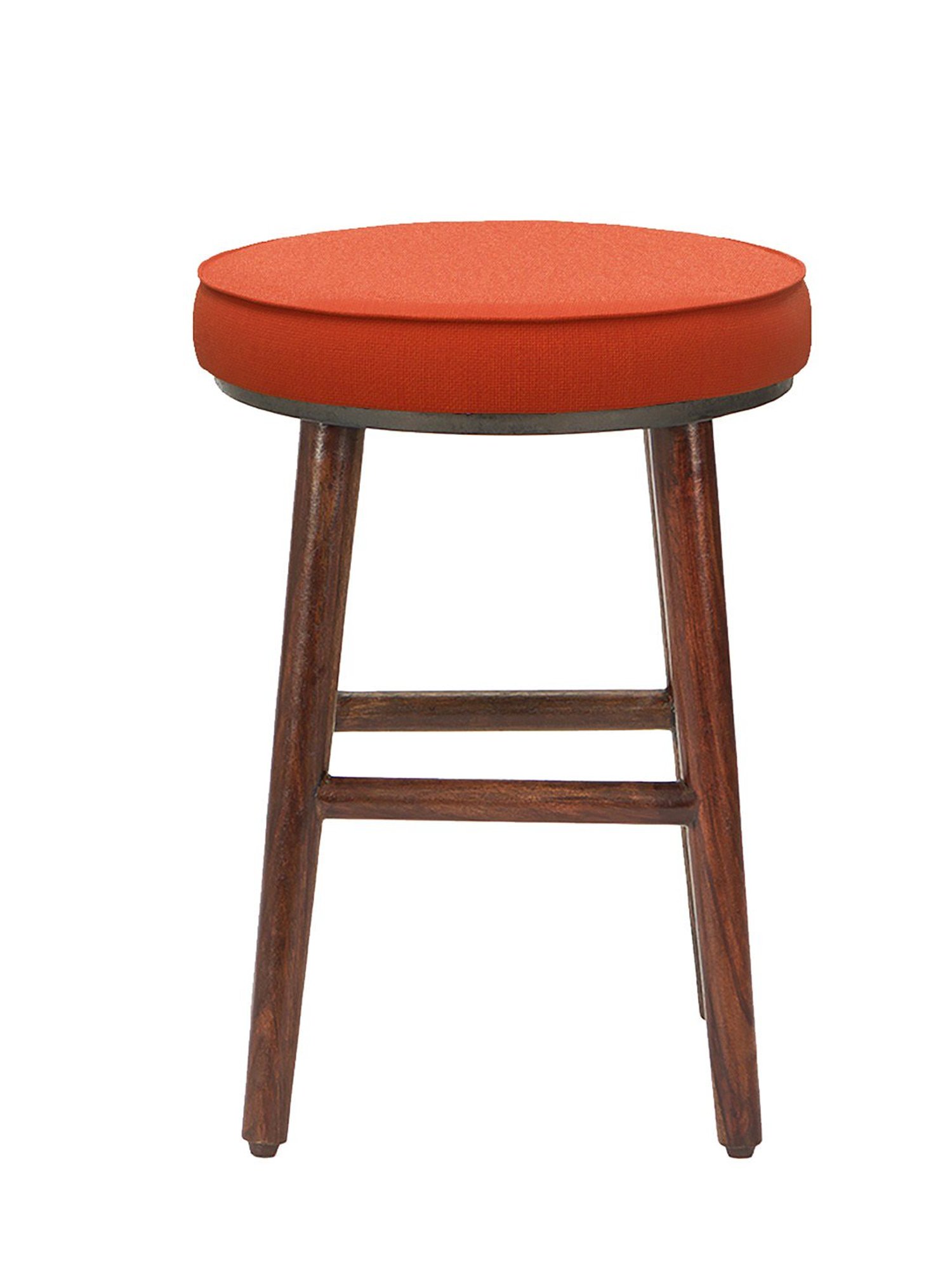Chumbak English Carribean Solid Coral Orange Wood Cafe Stool