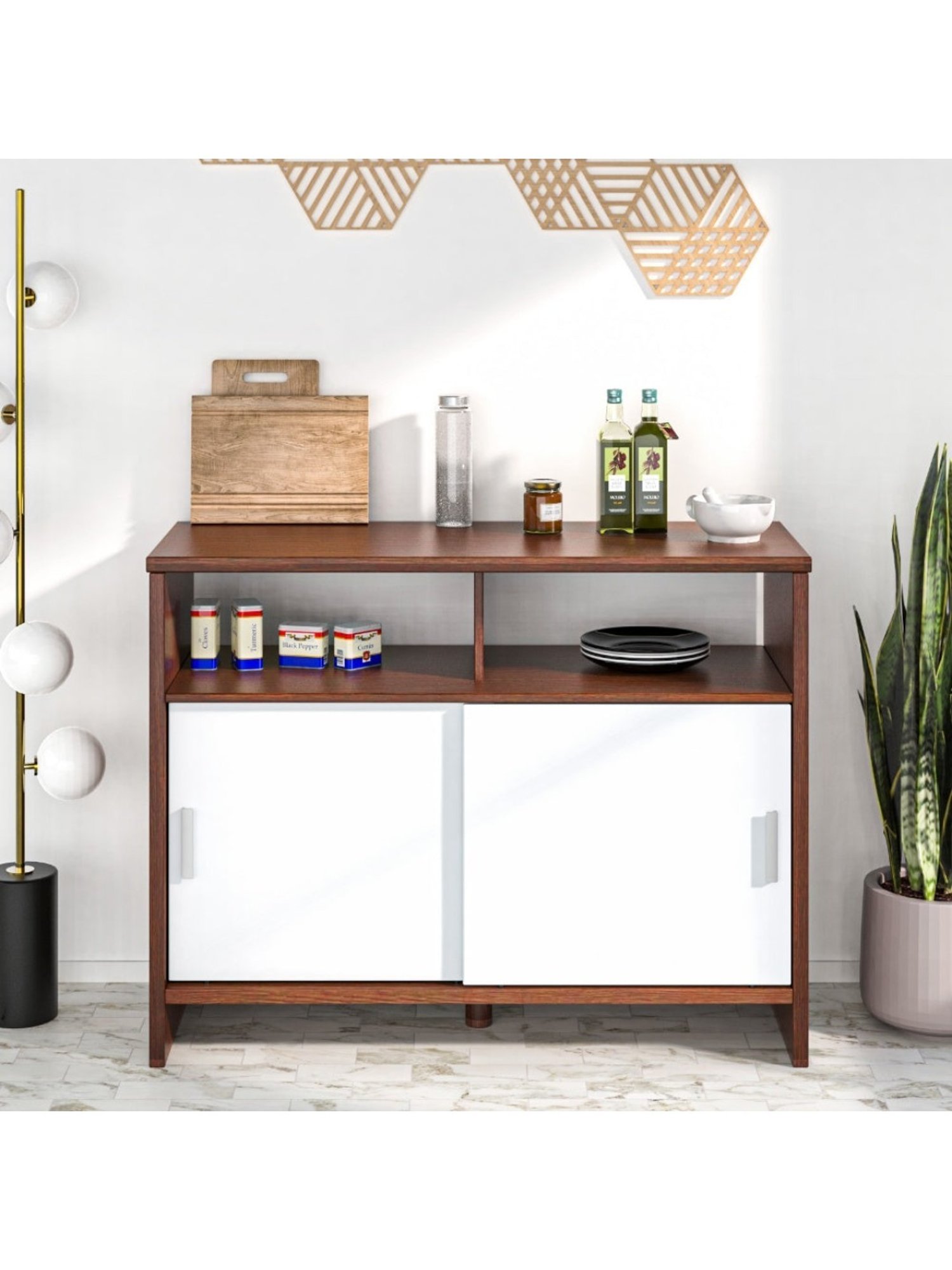 Nilkamal Cora White Engineered Wood TV Entertainment Unit with 2 Shelves