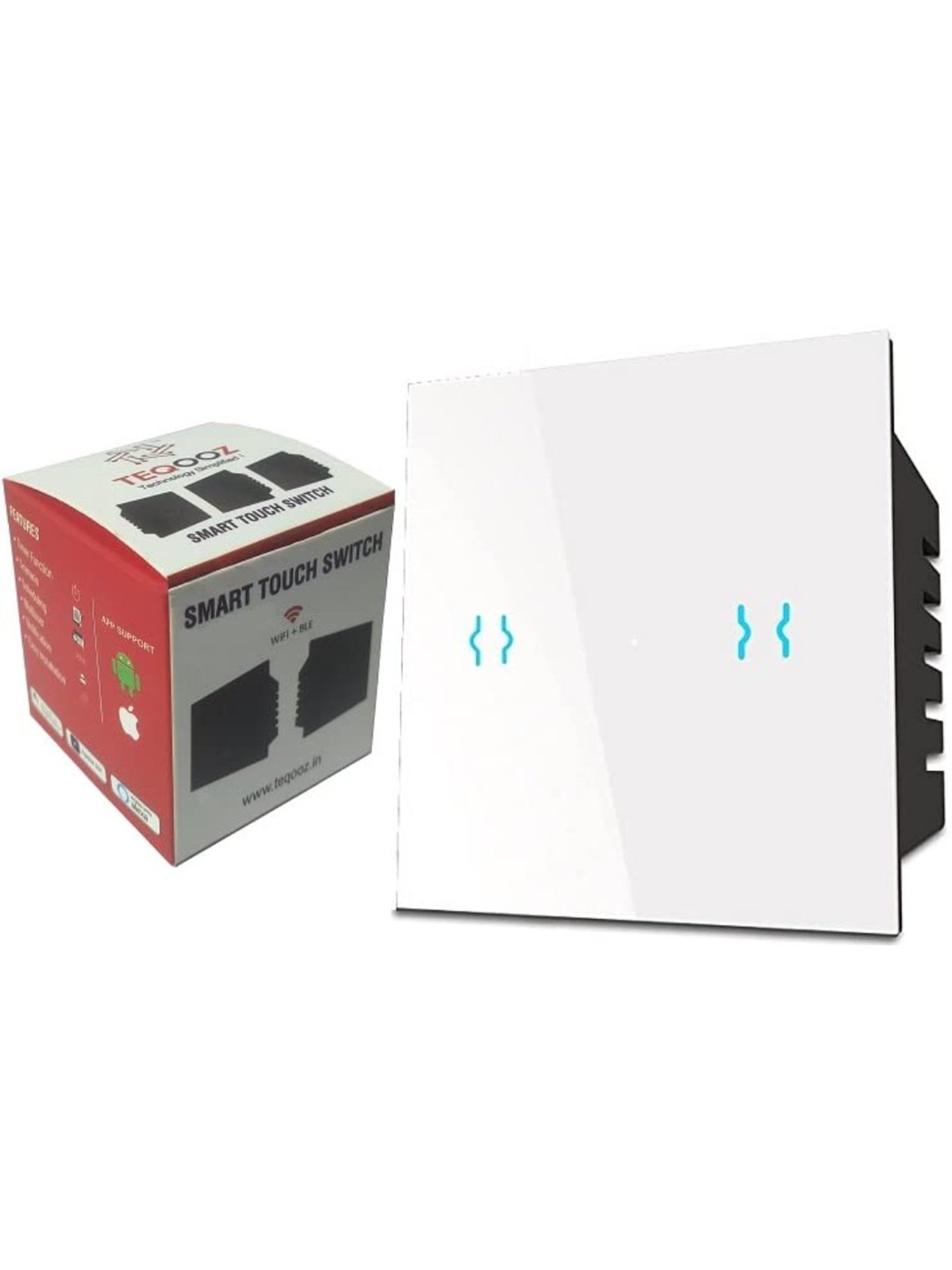 Teqooz Smart Wi-Fi plus Bluetooth Touch Switch (White)