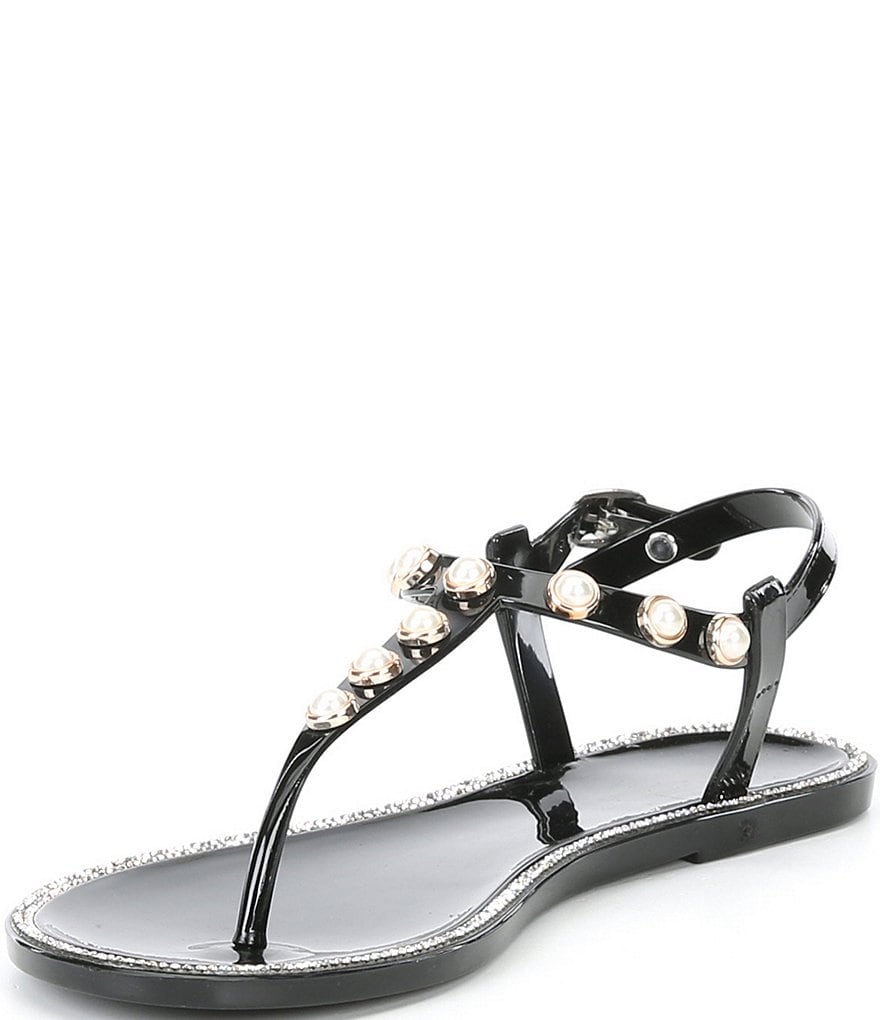 Carvela Kanga Faux Pearl Embellished Detail Jelly Thong Sandals