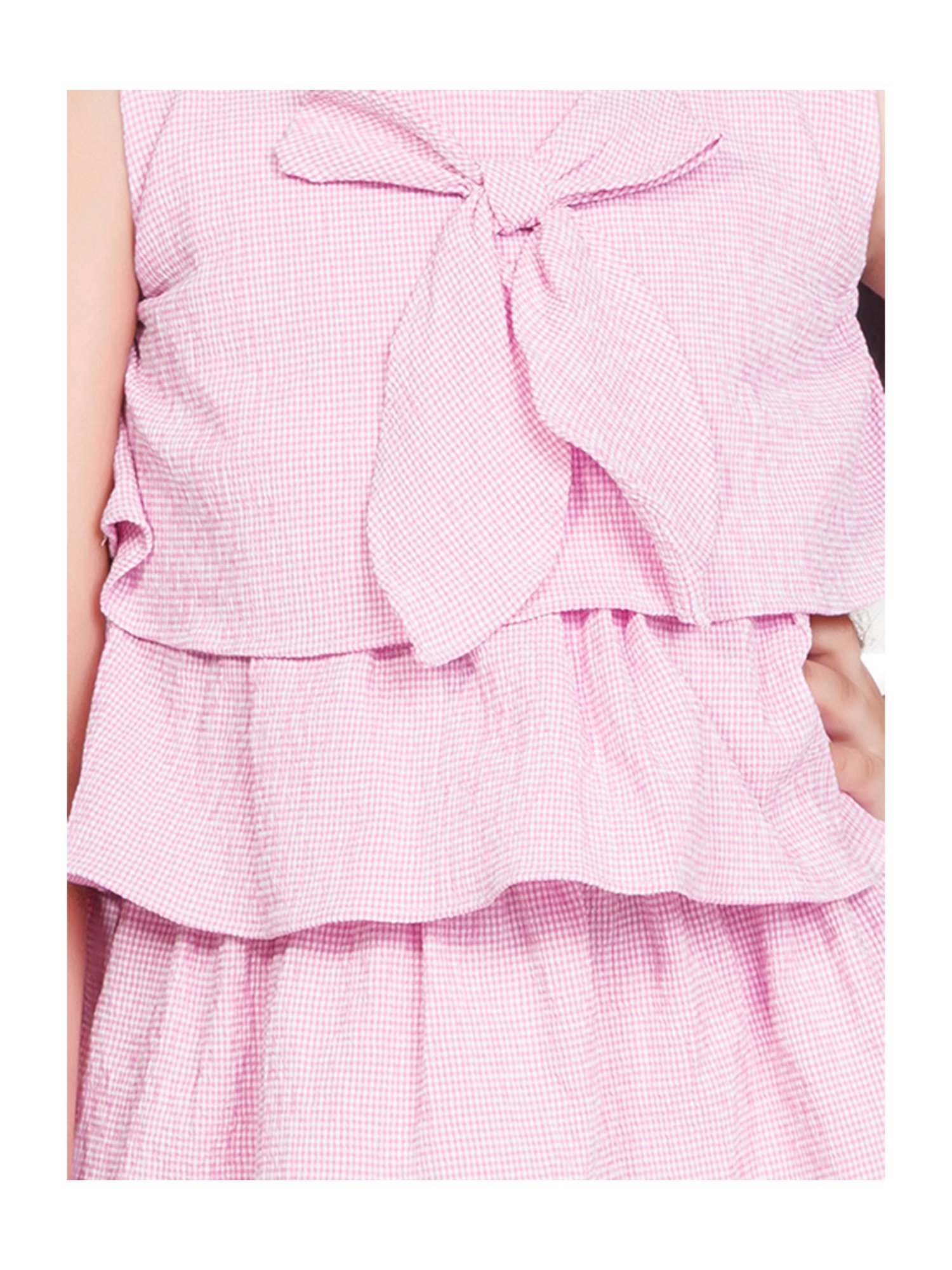 Peppermint Kids Pink & White Checks Top with Shorts