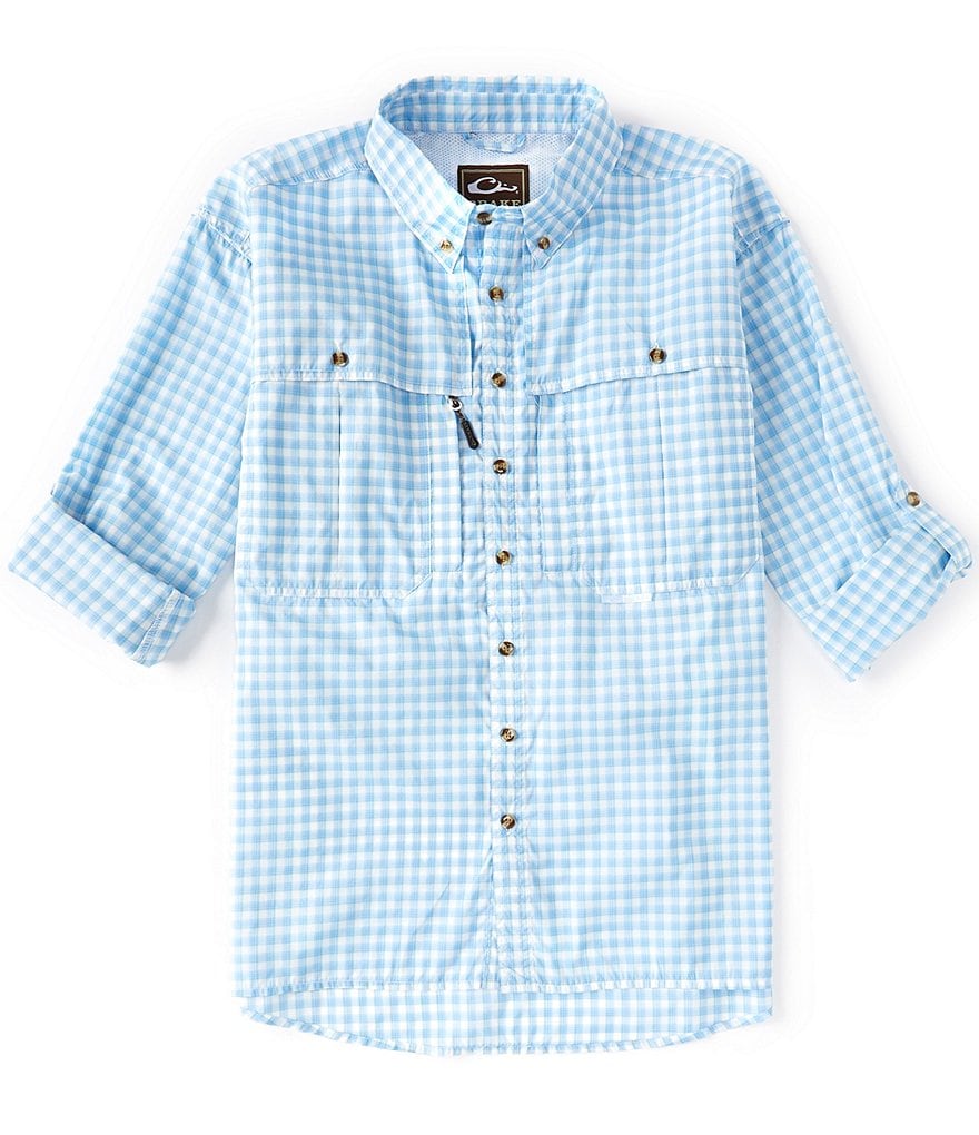 Drake FeatherLite Checked Plaid Wingshooter Performance Long-Sleeve Woven Shirt