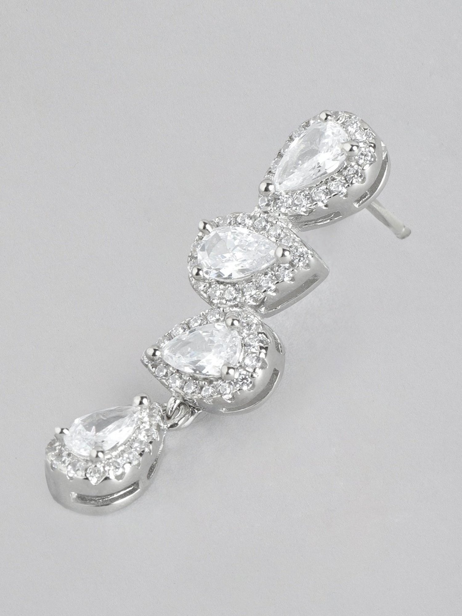 Zavya 92.5 Sterling Silver Dazzling Tear Radiance Drop Earrings for Women