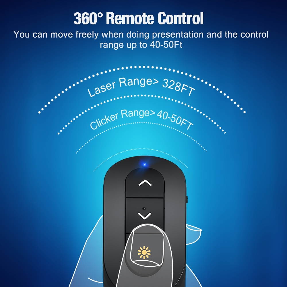 For Bluetooth Presentation Remote Powerpint Clicker RF 2.4 GHz Dual Modes USB Wireless Presenter Presentation Clicker Slide Advancer for Mac/Keynote/PC/PPT