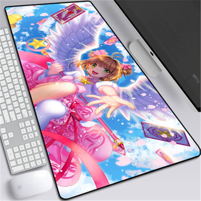Extended Mousepad Anime Cardcaptor Sakura Mouse Pad Cartoon Gaming Mouse Mat Anti-slip  Desk Mats Large desk pads with Stitched Edges Desk Cushion For Desk Cover, Computer Keyboard, PC 300&times;800&times;2mm