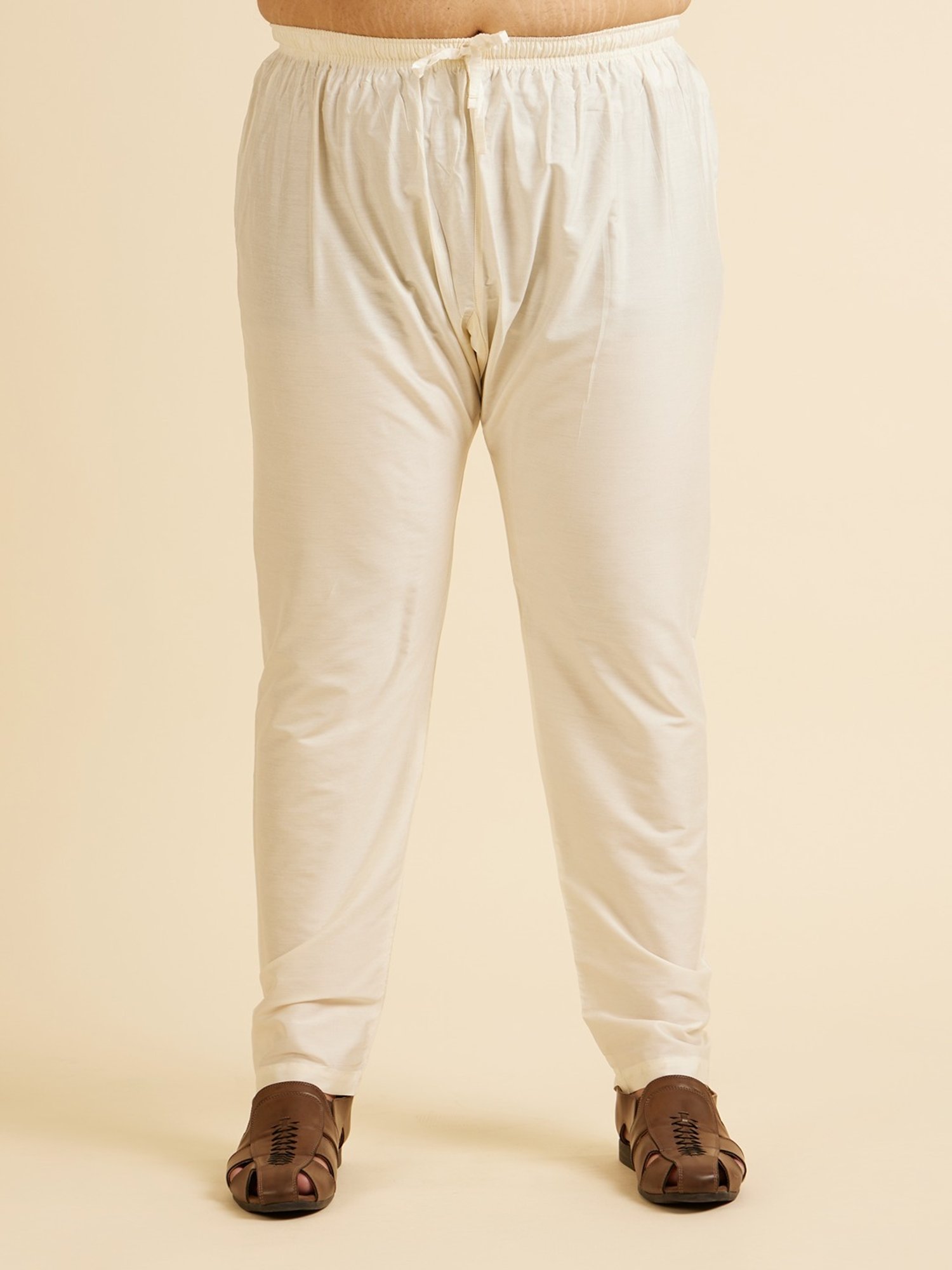 Manyavar Mustard Regular Fit Embroidered Plus Size Kurta and Pyjama Set