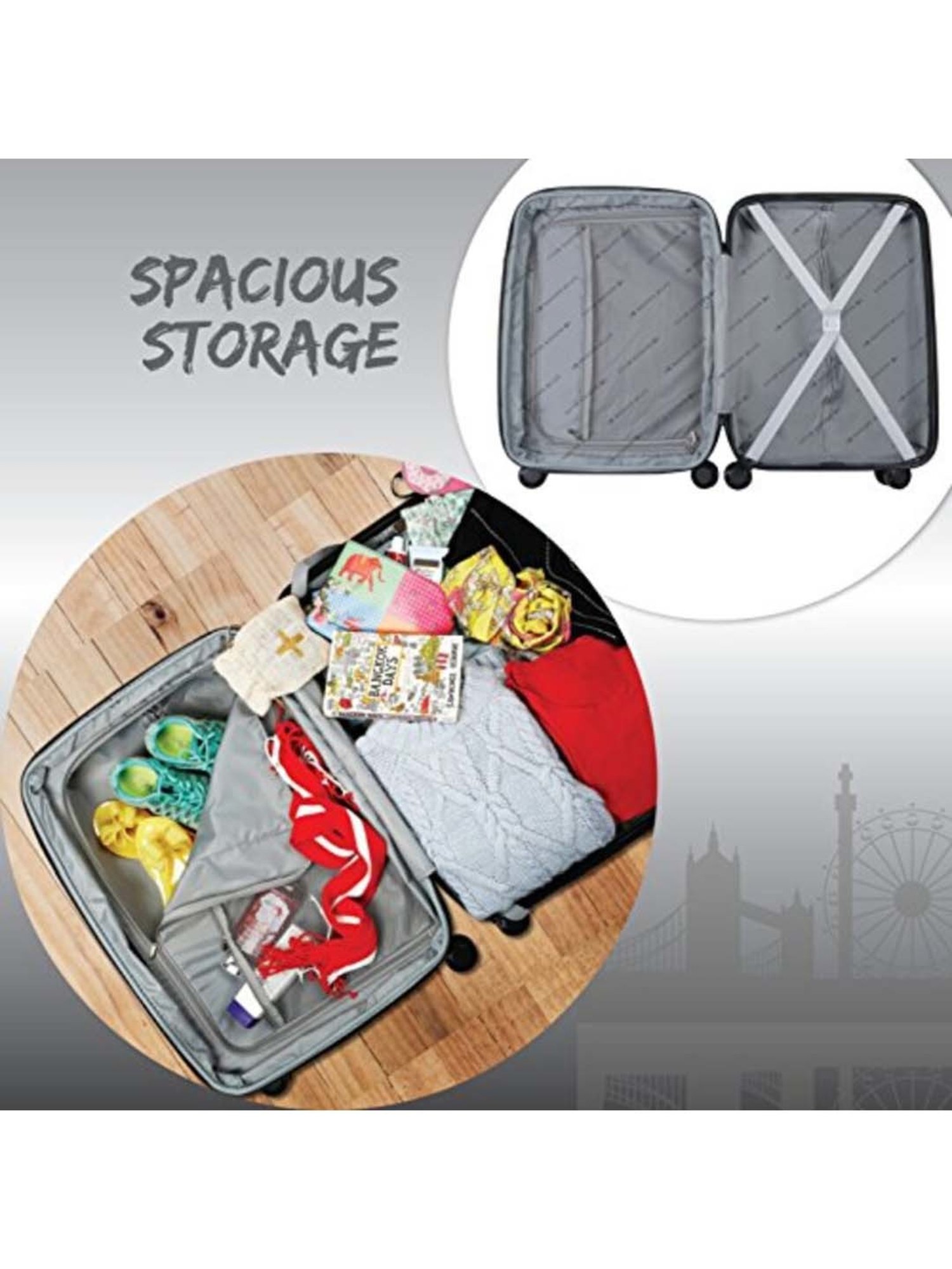 Nasher Miles Rome Hard-Sided Polycarbonate  Set of 3 Maroon Trolley Bags (55, 65 & 75 Cm)